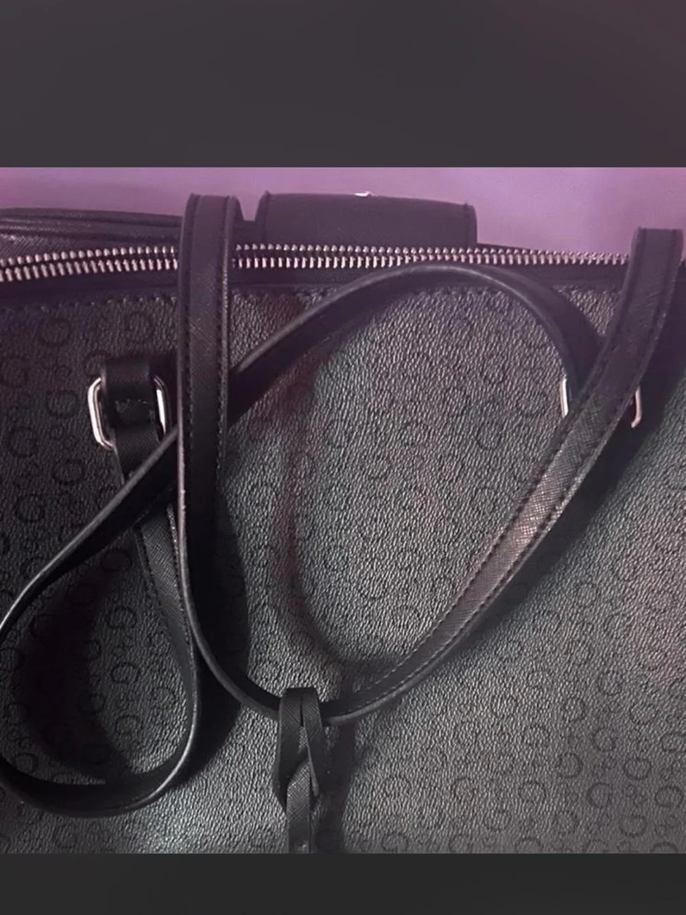 GUESS Black Monogram Satchel
